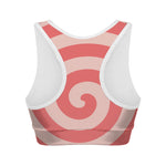 Pink Circle Swirl Print Women's Sports Bra