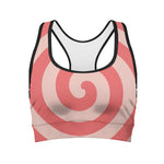 Pink Circle Swirl Print Women's Sports Bra