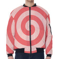 Pink Circle Swirl Print Zip Sleeve Bomber Jacket