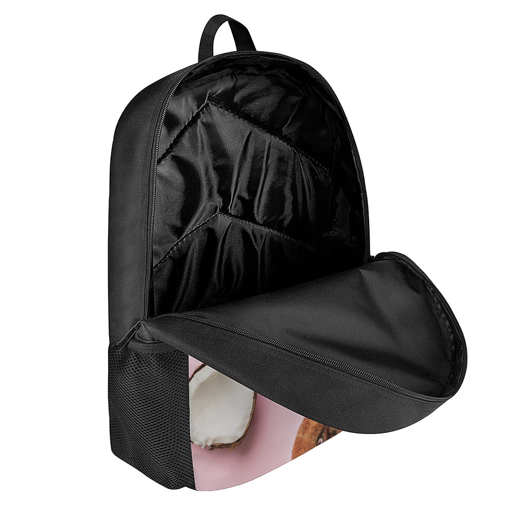 Pink Coconut Pattern Print 17 Inch Backpack