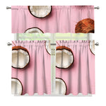 Pink Coconut Pattern Print 3 Piece Kitchen Curtains
