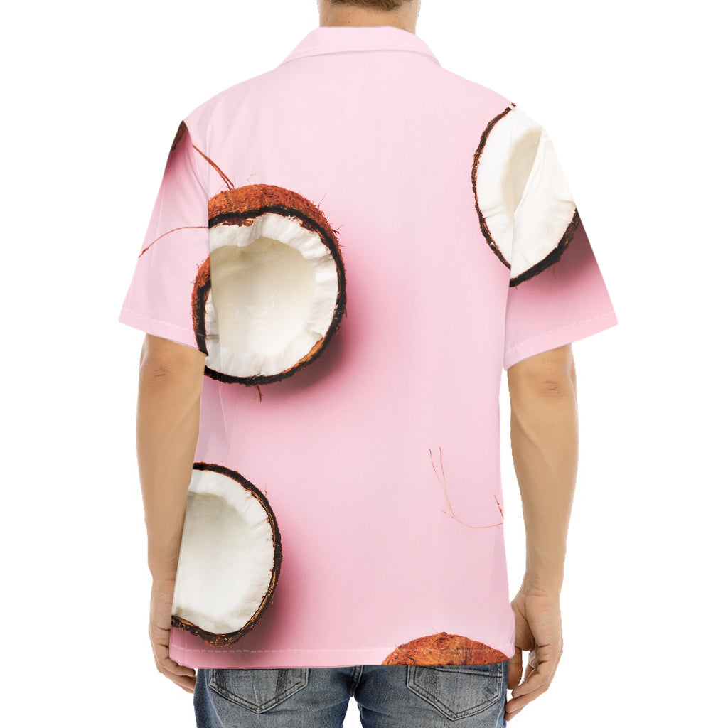 Pink Coconut Pattern Print Aloha Shirt