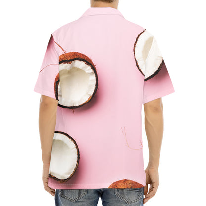 Pink Coconut Pattern Print Aloha Shirt