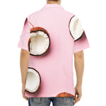Pink Coconut Pattern Print Aloha Shirt