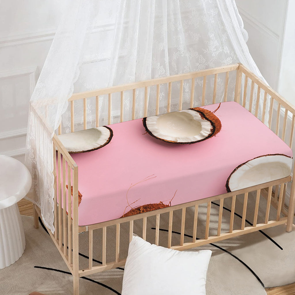 Pink Coconut Pattern Print Baby Crib Sheet