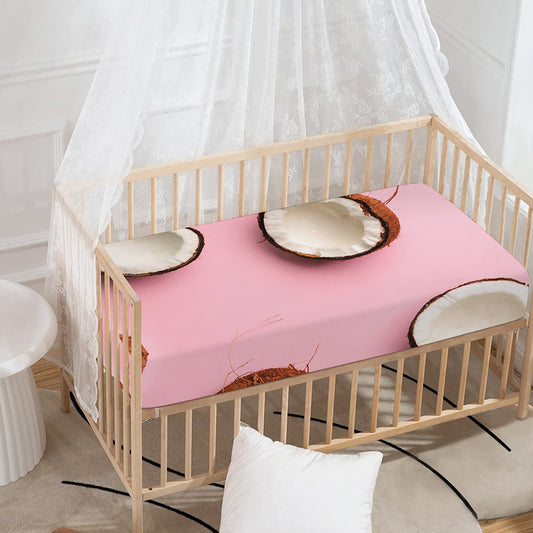 Pink Coconut Pattern Print Baby Crib Sheet