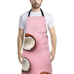 Pink Coconut Pattern Print Bib Apron With Pocket