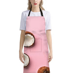 Pink Coconut Pattern Print Bib Apron With Pocket