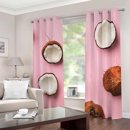 Pink Coconut Pattern Print Blackout Grommet Curtains