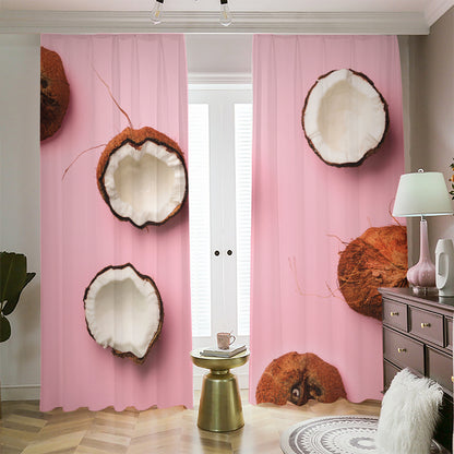 Pink Coconut Pattern Print Blackout Pencil Pleat Curtains