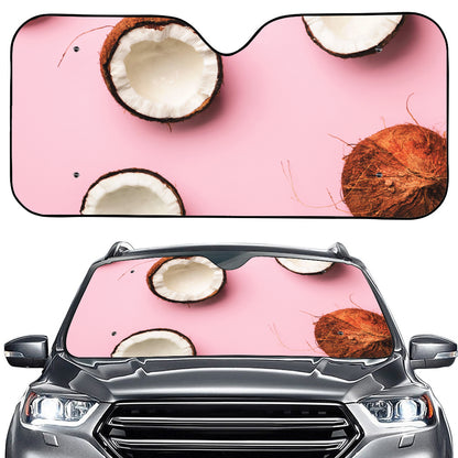 Pink Coconut Pattern Print Car Windshield Sun Shade