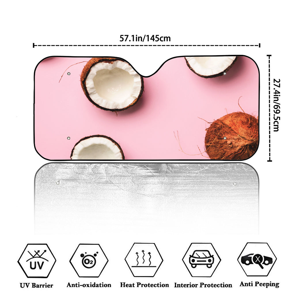 Pink Coconut Pattern Print Car Windshield Sun Shade