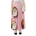 Pink Coconut Pattern Print Chiffon Maxi Skirt