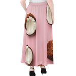 Pink Coconut Pattern Print Chiffon Maxi Skirt