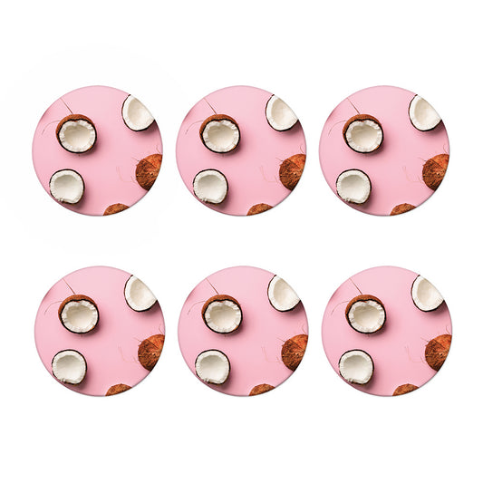 Pink Coconut Pattern Print Coaster Set