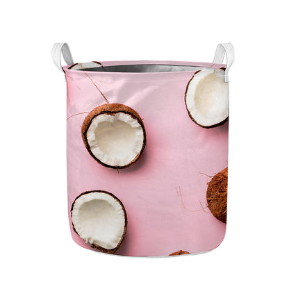 Pink Coconut Pattern Print Collapsible Laundry Basket
