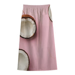 Pink Coconut Pattern Print Cotton Front Slit Maxi Skirt
