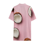 Pink Coconut Pattern Print Cotton Hawaiian Shirt