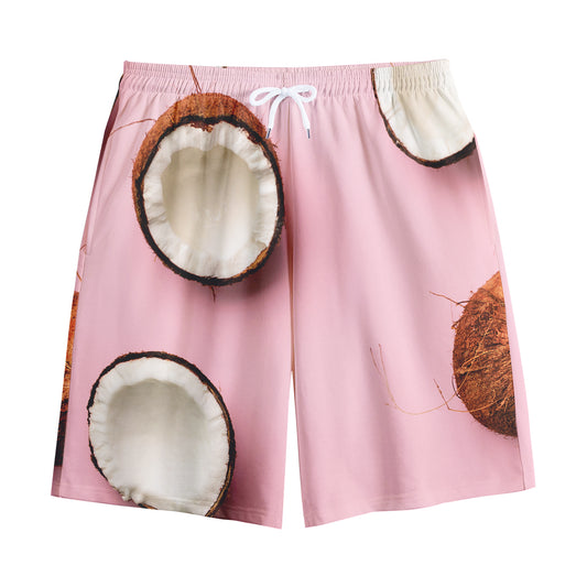 Pink Coconut Pattern Print Cotton Shorts