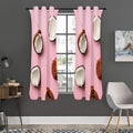 Pink Coconut Pattern Print Grommet Curtain Panels