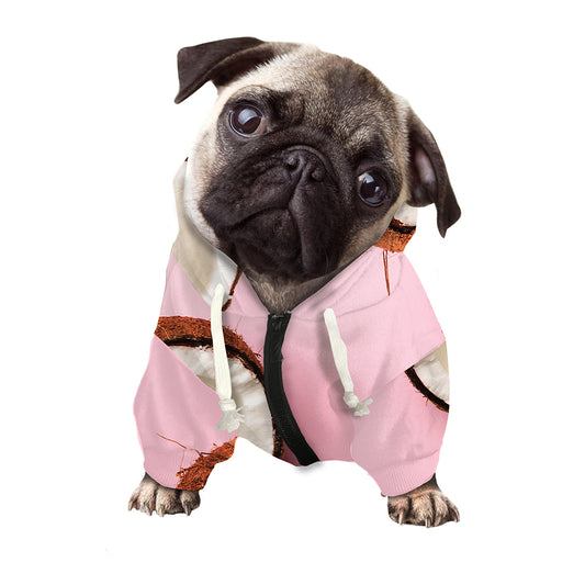 Pink Coconut Pattern Print Dog Zip Up Hoodie