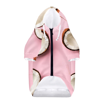 Pink Coconut Pattern Print Dog Zip Up Hoodie