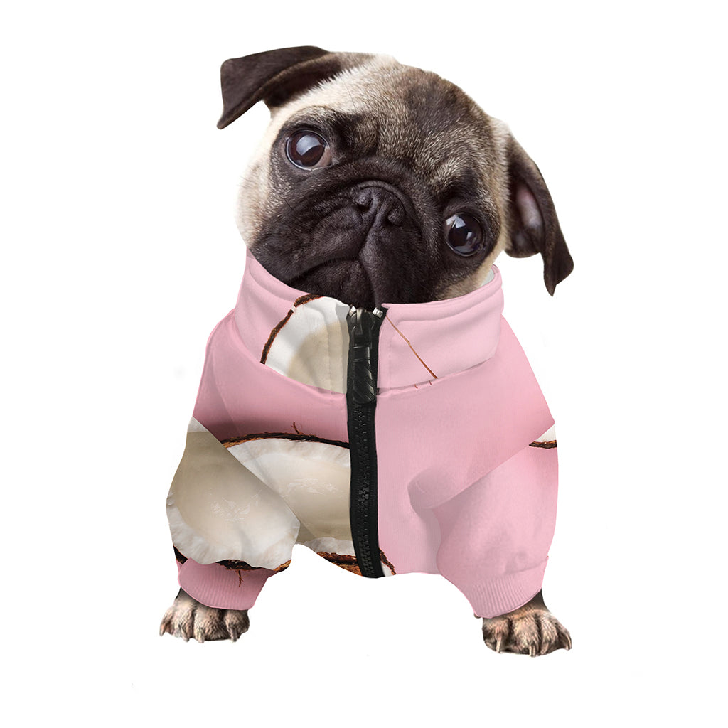 Pink Coconut Pattern Print Dog Zip Up Jacket