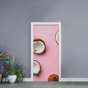 Pink Coconut Pattern Print Door Sticker