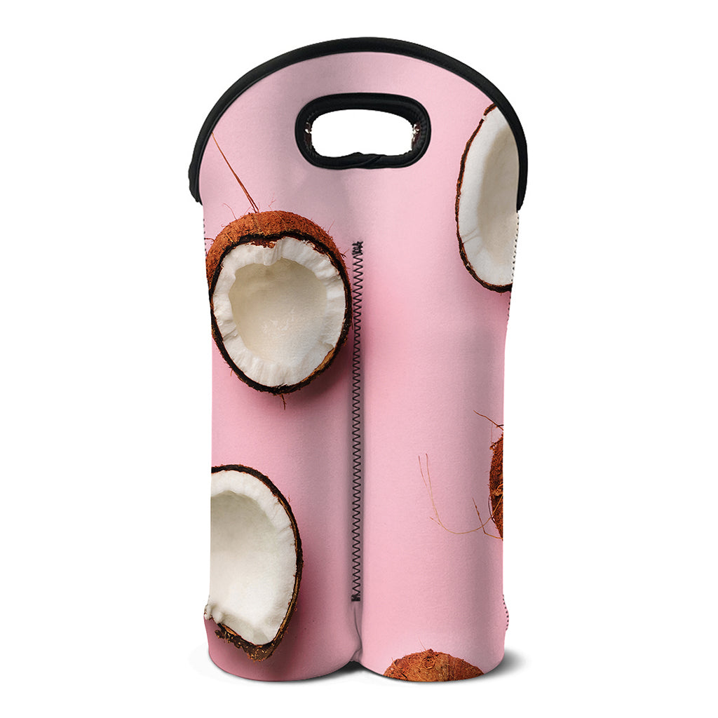 Pink Coconut Pattern Print Double Neoprene Wine Tote