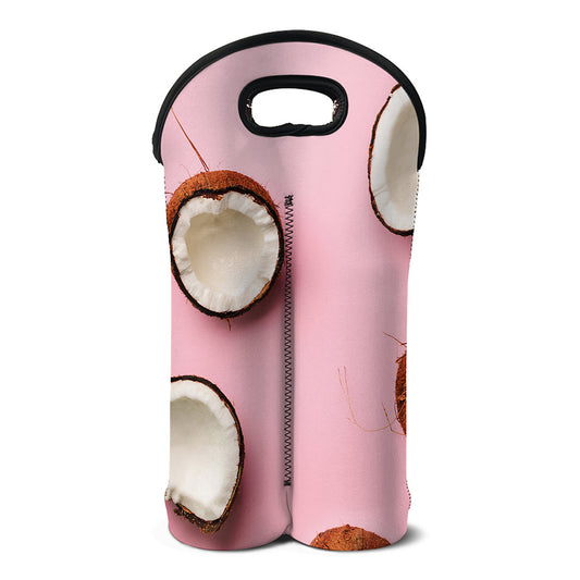 Pink Coconut Pattern Print Double Neoprene Wine Tote