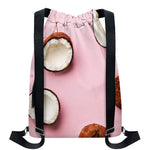 Pink Coconut Pattern Print Drawstring Backpack