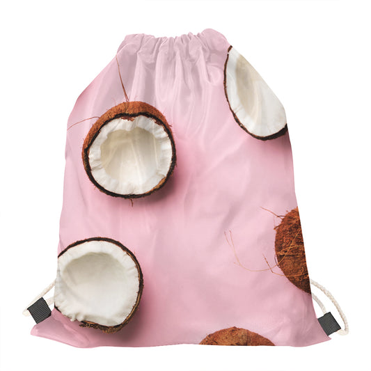 Pink Coconut Pattern Print Drawstring Bag