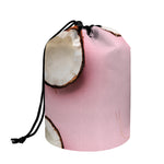 Pink Coconut Pattern Print Drawstring Makeup Bag