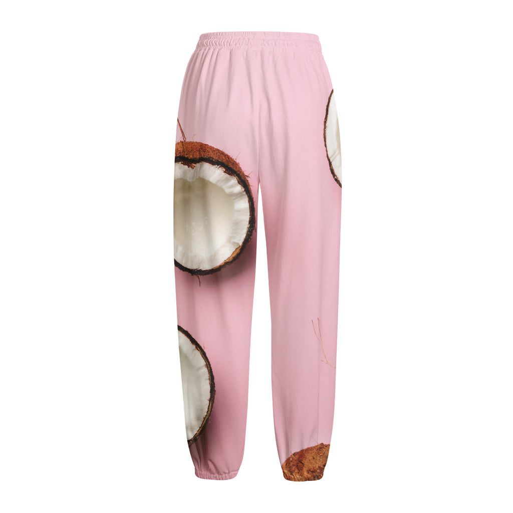 Pink Coconut Pattern Print Fleece Lined Knit Pants