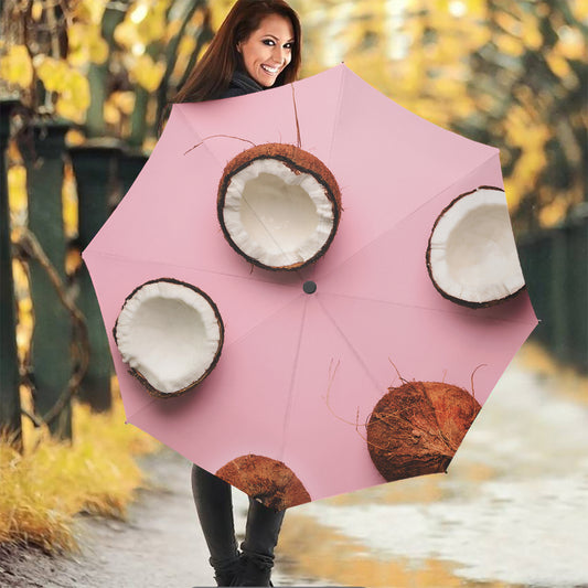 Pink Coconut Pattern Print Foldable Umbrella