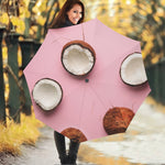 Pink Coconut Pattern Print Foldable Umbrella