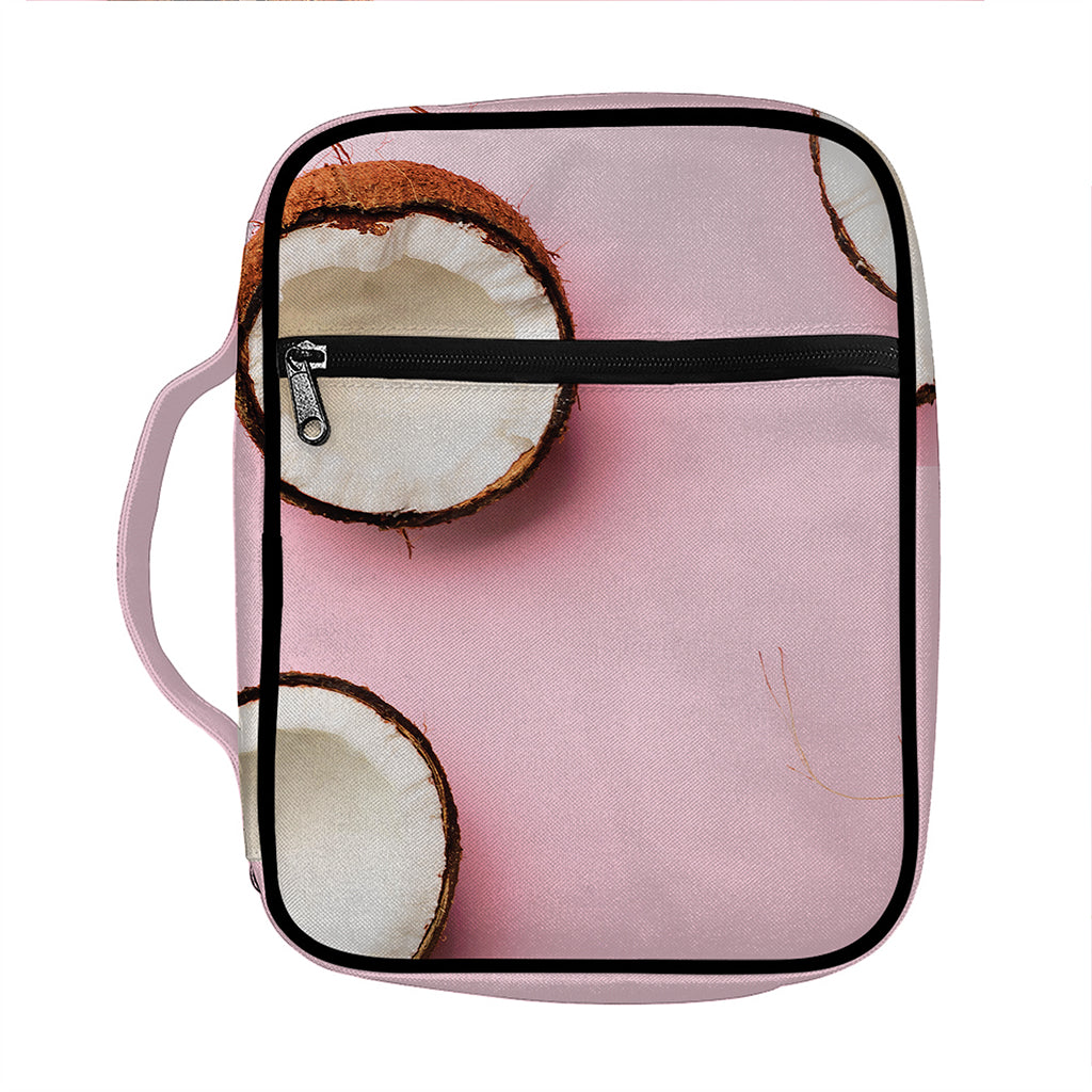 Pink Coconut Pattern Print Front Pocket Bible Bag