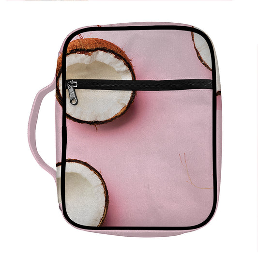 Pink Coconut Pattern Print Front Pocket Bible Bag