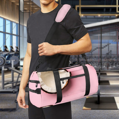 Pink Coconut Pattern Print Gym Bag
