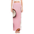 Pink Coconut Pattern Print High Slit Maxi Skirt