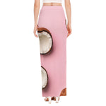 Pink Coconut Pattern Print High Slit Maxi Skirt