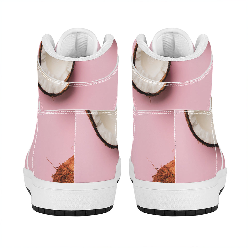 Pink Coconut Pattern Print High Top Leather Sneakers
