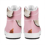 Pink Coconut Pattern Print High Top Leather Sneakers