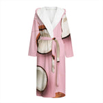 Pink Coconut Pattern Print Hooded Bathrobe
