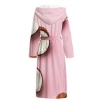 Pink Coconut Pattern Print Hooded Bathrobe