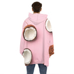 Pink Coconut Pattern Print Hoodie Blanket