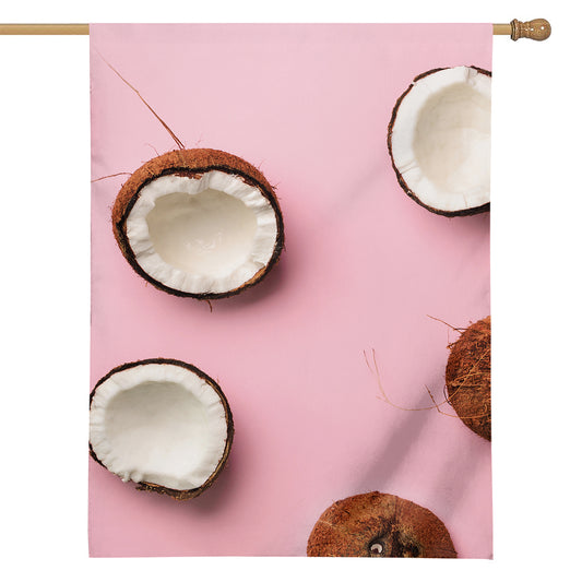 Pink Coconut Pattern Print House Flag