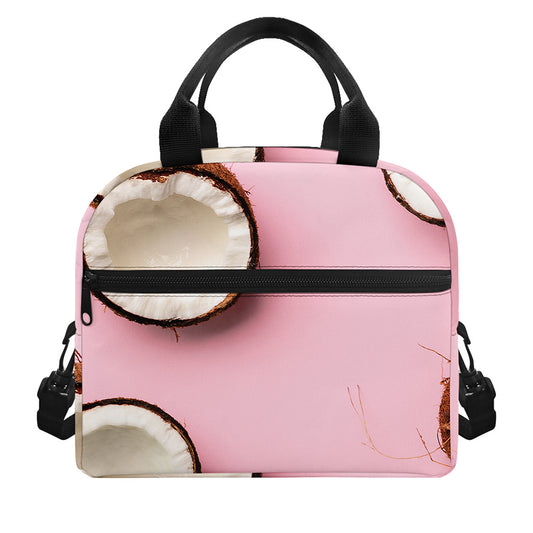 Pink Coconut Pattern Print Insulated Lunch Bag