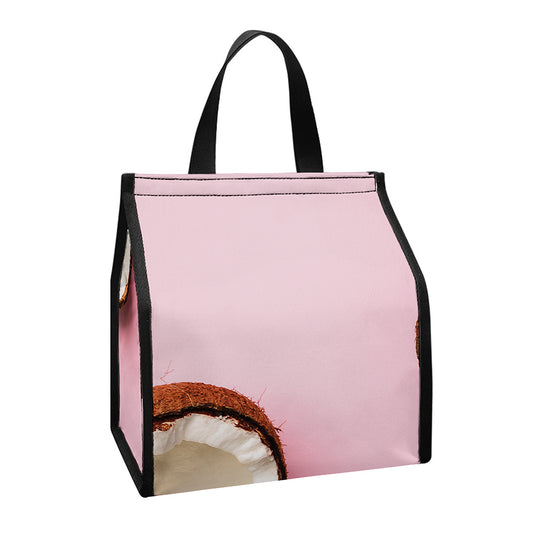 Pink Coconut Pattern Print Insulated Lunch Tote