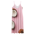 Pink Coconut Pattern Print Jersey Midi Cami Dress